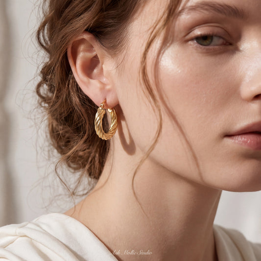 THALIA French Twisted Hoop Earrings - ASH MOLLIE STUDIO