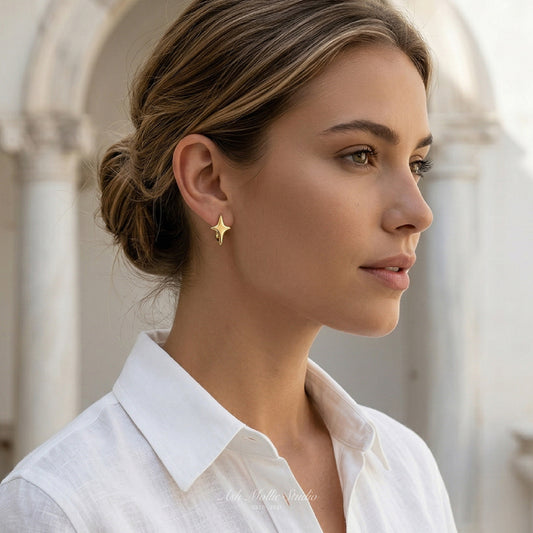 ALA Starburst Gold Earrings – Sparkle Statement Minimalist Jewelry | Ash Mollie Studio - ASH MOLLIE STUDIO