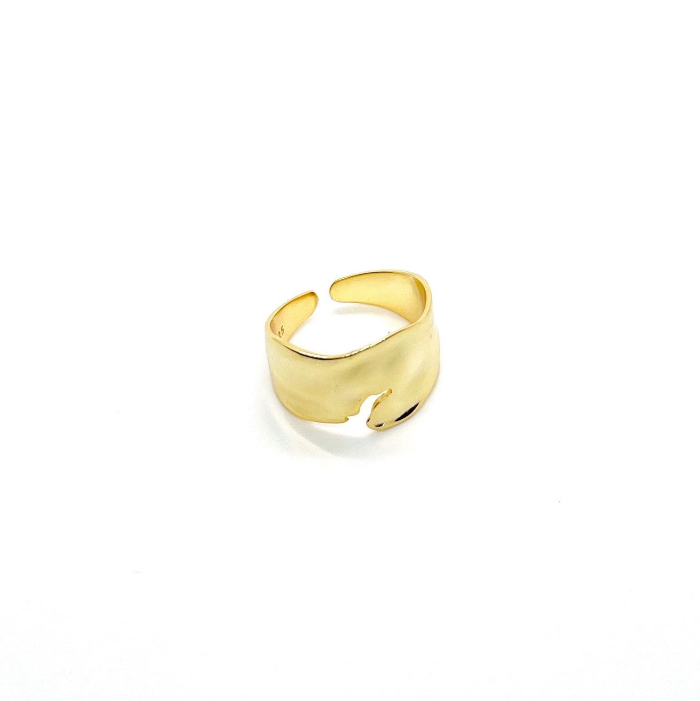 Thick gold statement ring with 14k gold plating