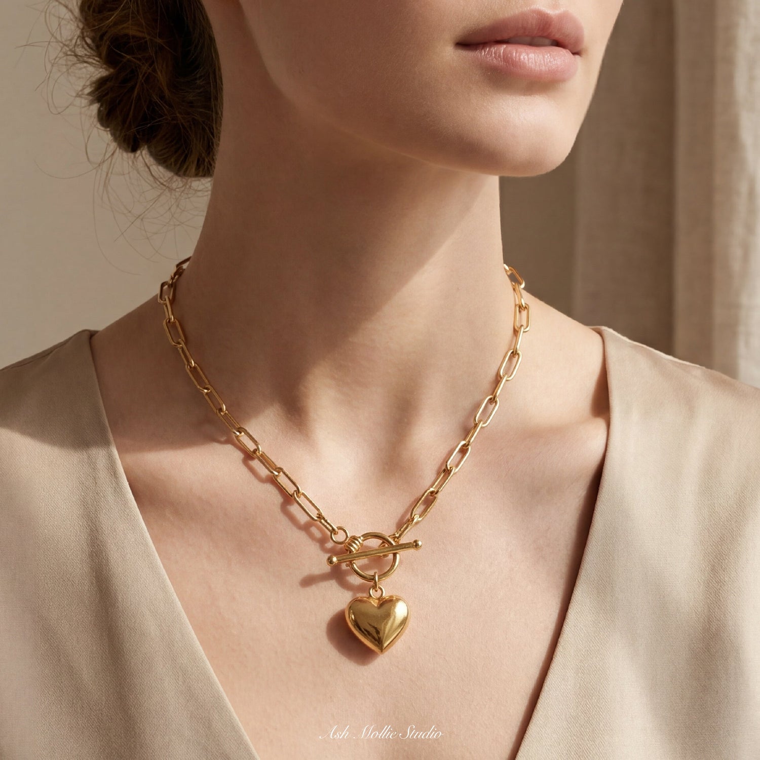 Gold and silver necklaces with crystal pendants