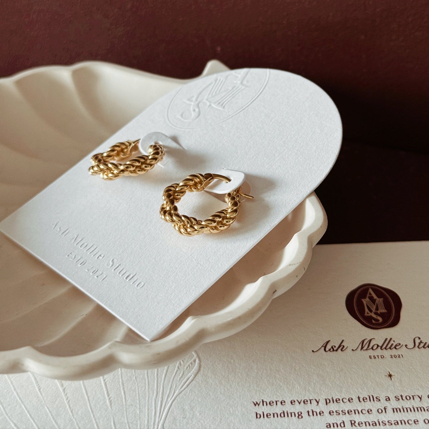 BRIENNE Braided Twisted Hoop Earrings - ASH MOLLIE STUDIO