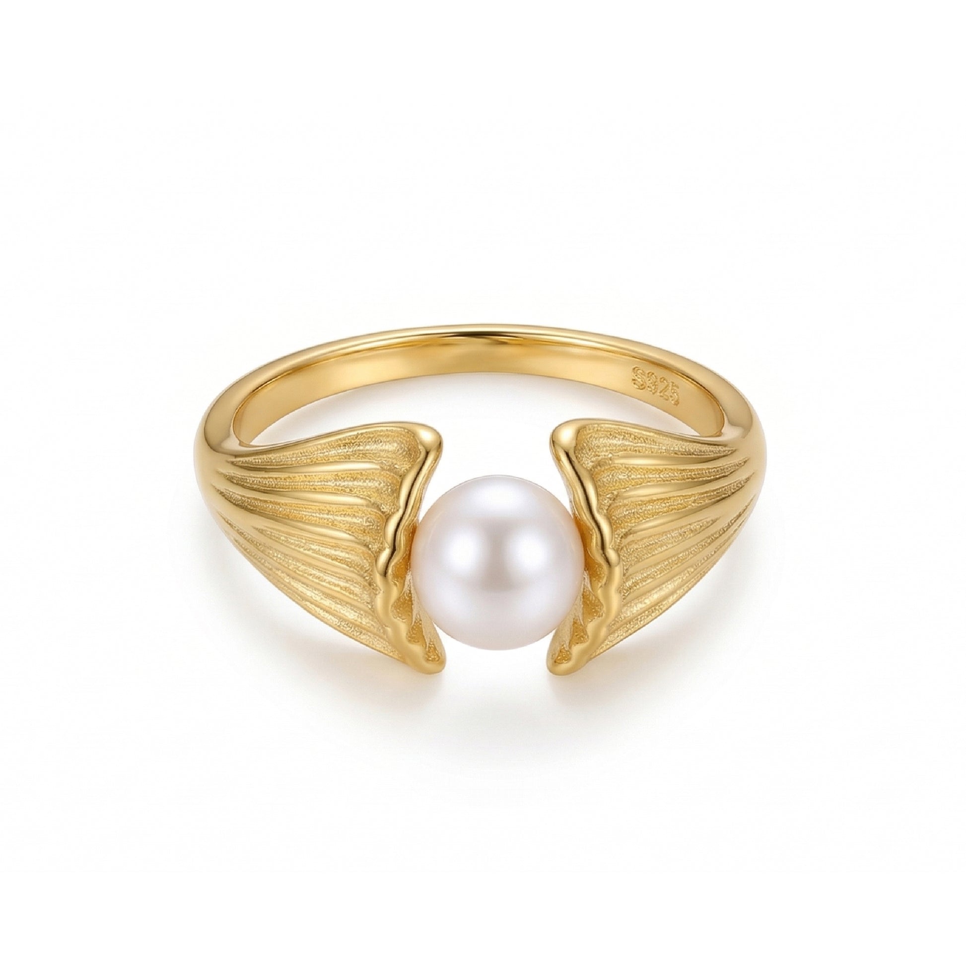 VENUS Gold Pearl Ring – Minimalist Vintage Adjustable Ring for Women | Ash Mollie Studio - ASH MOLLIE STUDIO