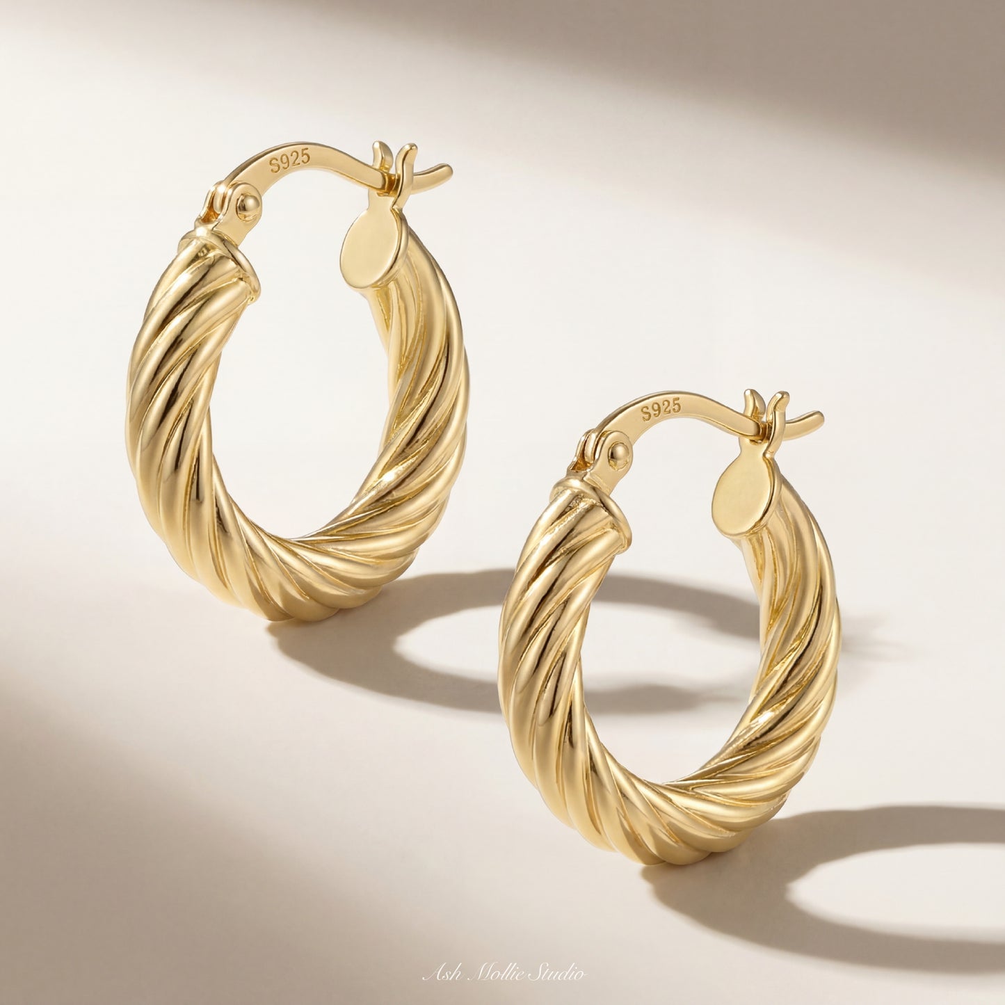 THALIA French Twisted Hoop Earrings - ASH MOLLIE STUDIO