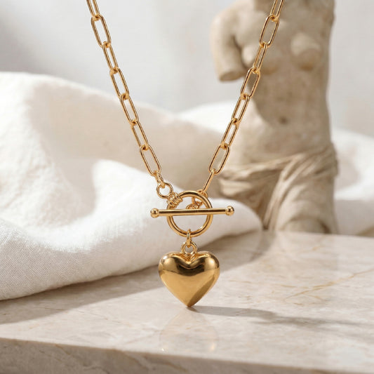 Gold Heart Pendant Necklace Choker for Women – Dainty Romantic Minimalist Jewelry | Ash Mollie Studio - ASH MOLLIE STUDIO