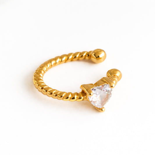 ANAISA Heart Stone Ear Cuff – Romantic Gold No Piercing Jewelry for Women | Ash Mollie Studio - ASH MOLLIE STUDIO