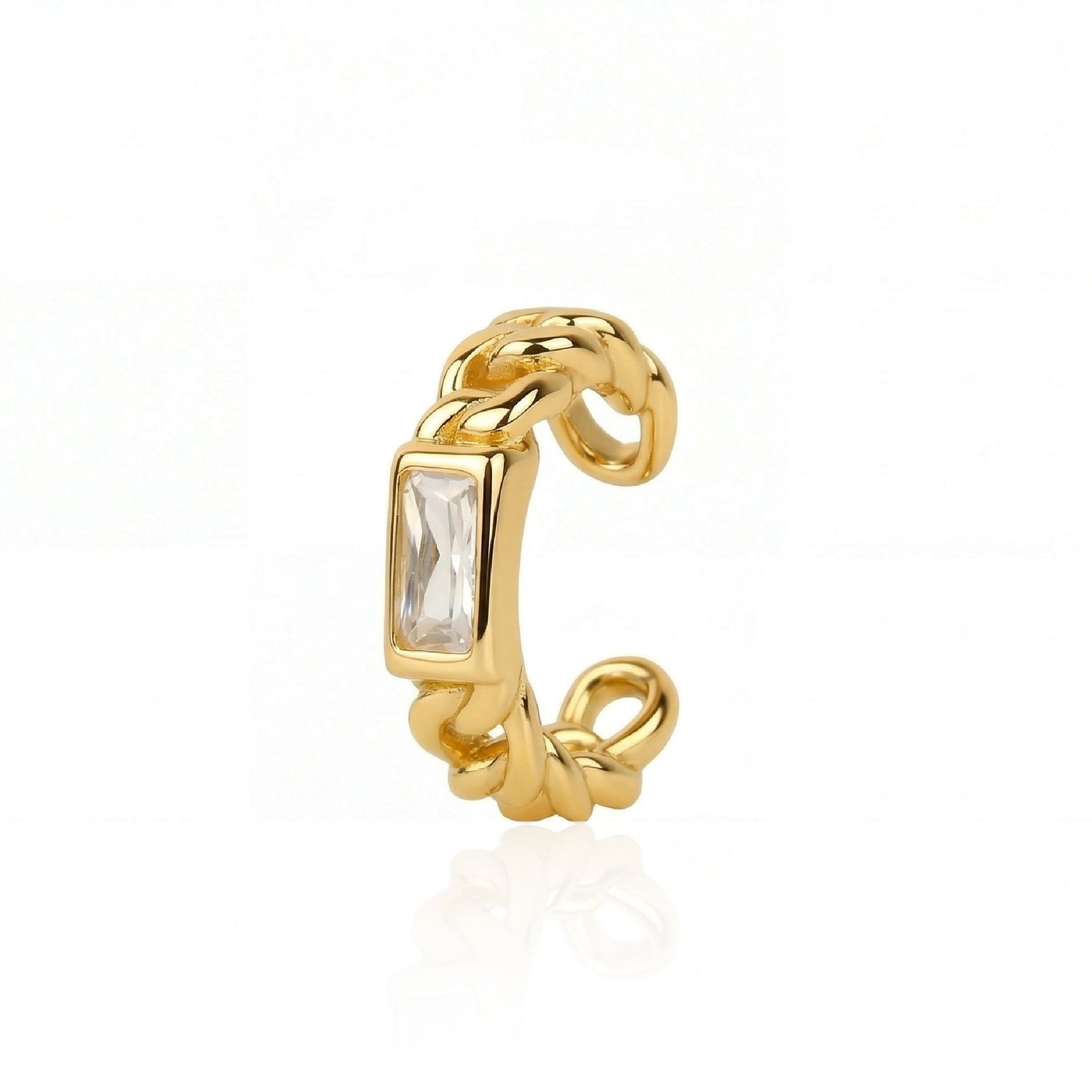 ARYA Gold Chain Ear Cuff with Stone – Statement No Piercing Jewelry | Ash Mollie Studio - ASH MOLLIE STUDIO