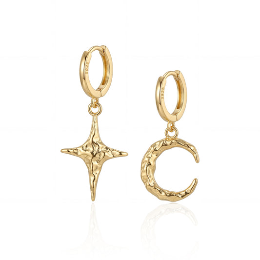 THE MOON & STAR | Moon and Star Earrings – Celestial Gold Statement Jewelry | Ash Mollie Studio - ASH MOLLIE STUDIO
