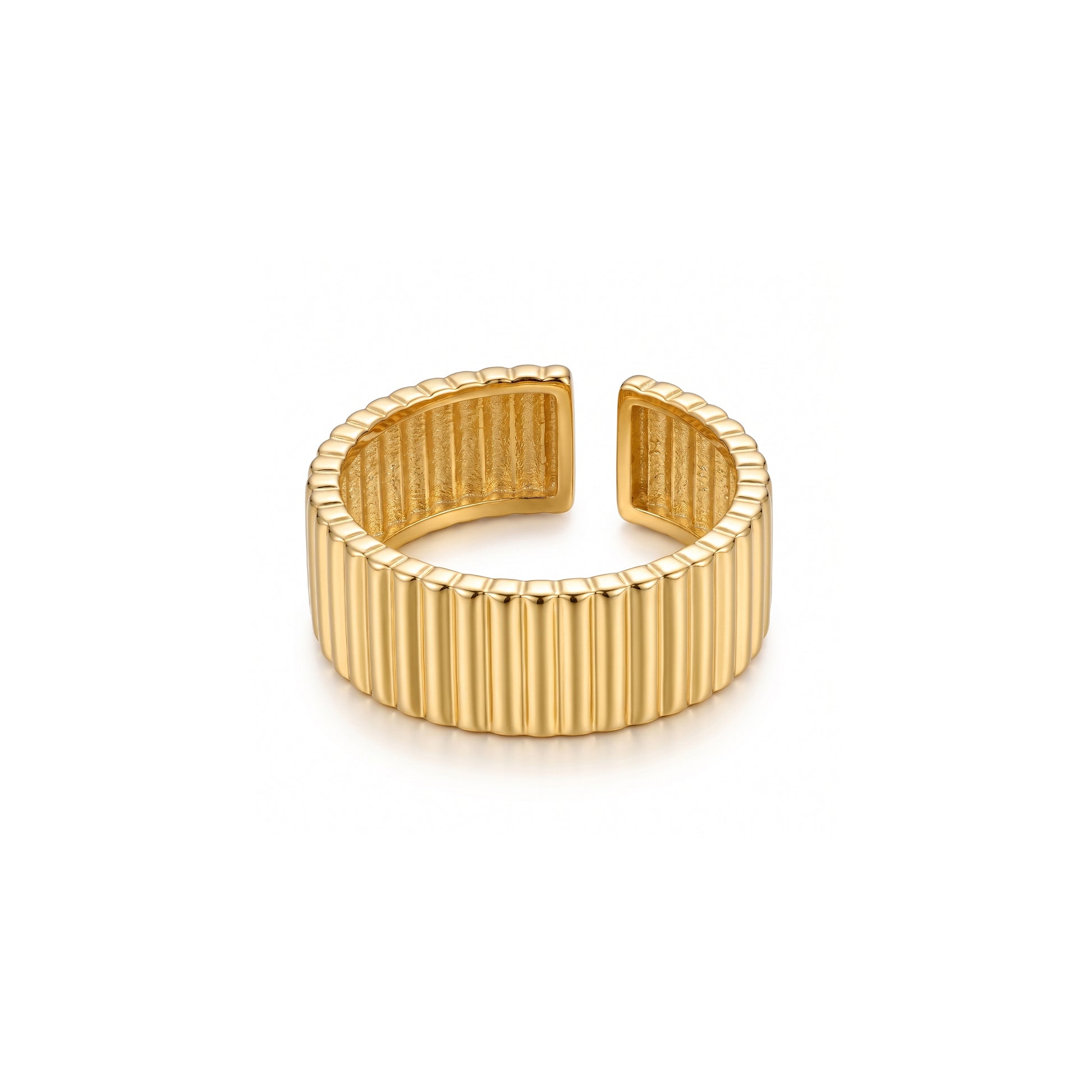 KAYLA Gold Ribbed Ring Minimalist Textured Stacking Statement Band - ASH MOLLIE STUDIO