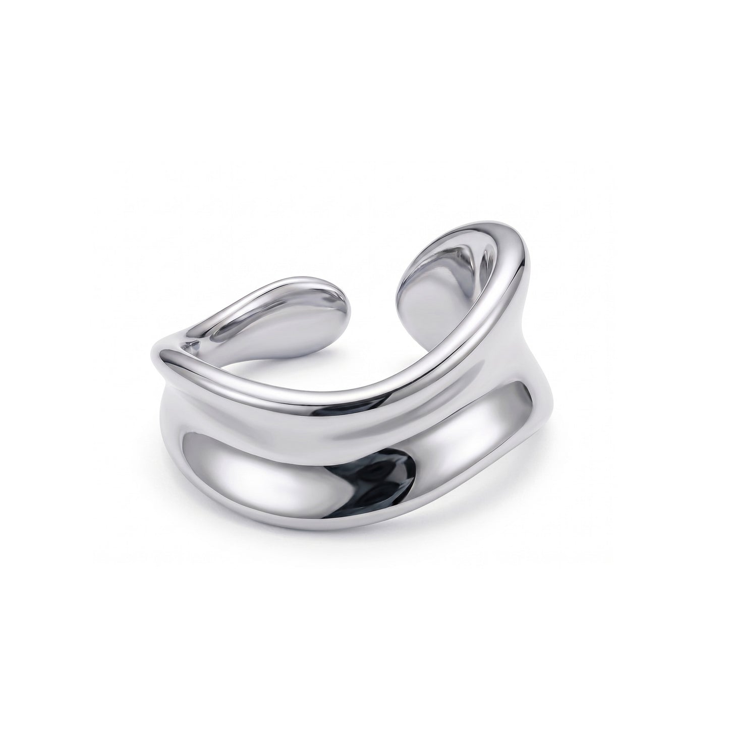 ENYA Gold Wavy Statement Ring for Women – Minimalist Sculptural Adjustable Open Ring | Ash Mollie Studio - ASH MOLLIE STUDIO
