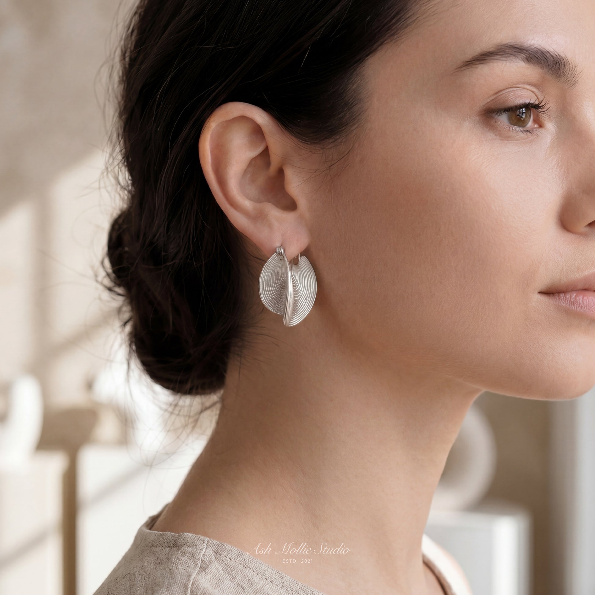 ALTHEA Vintage Folded Big Statement Gold Drop Earrings – Vintage Sculptural Fan Earrings | Ash Mollie Studio - ASH MOLLIE STUDIO