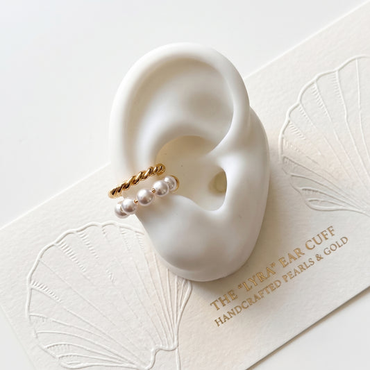 EPHY Pearl Chain Ear Cuff – Gold Minimalist No Piercing Statement Jewelry | Ash Mollie Studio - ASH MOLLIE STUDIO