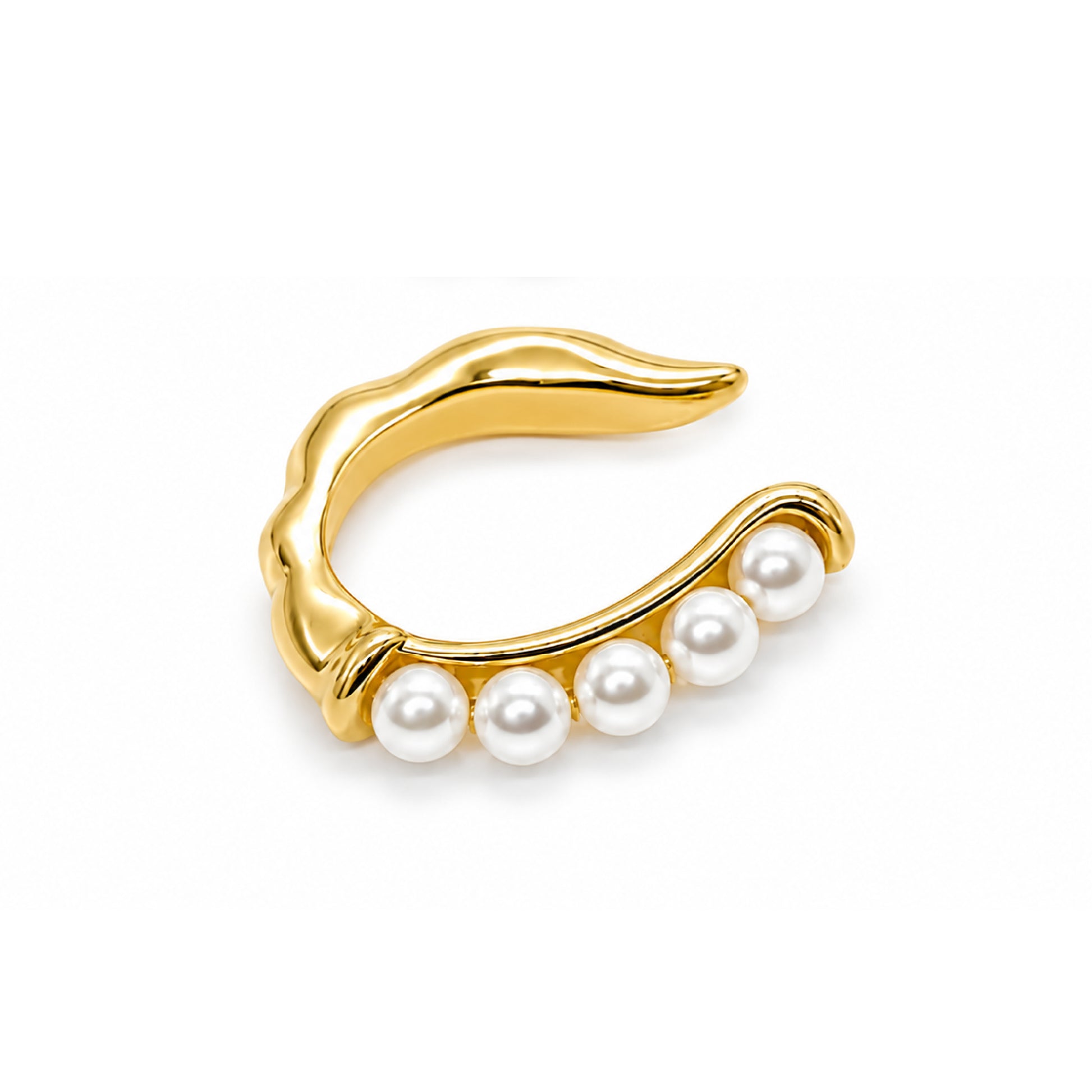 DIORA Gold Pearl Elegant No Piercing Ear Cuff - ASH MOLLIE STUDIO
