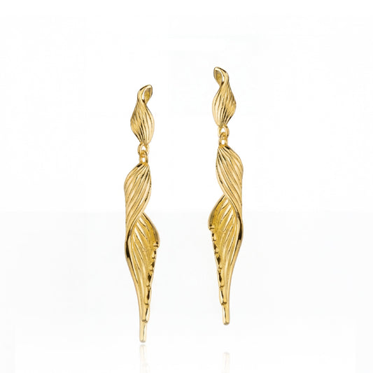 SERAPH Gold Drop Earrings – Elegant Statement Long Earrings for Women | Ash Mollie Studio - ASH MOLLIE STUDIO