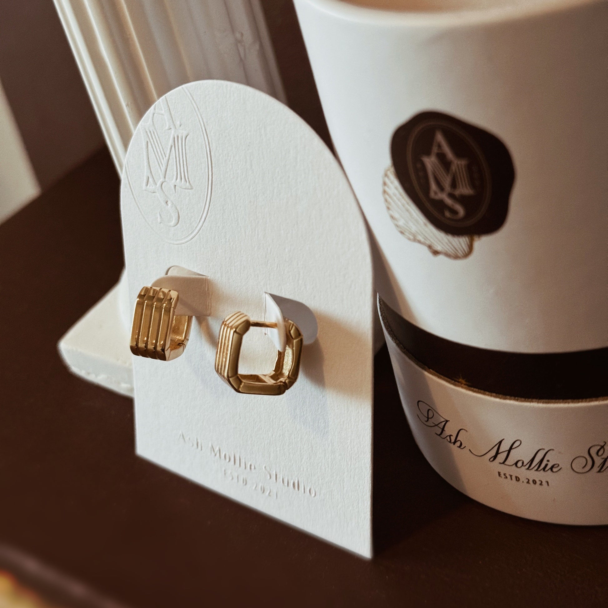 JUNO Square Earrings - ASH MOLLIE STUDIO