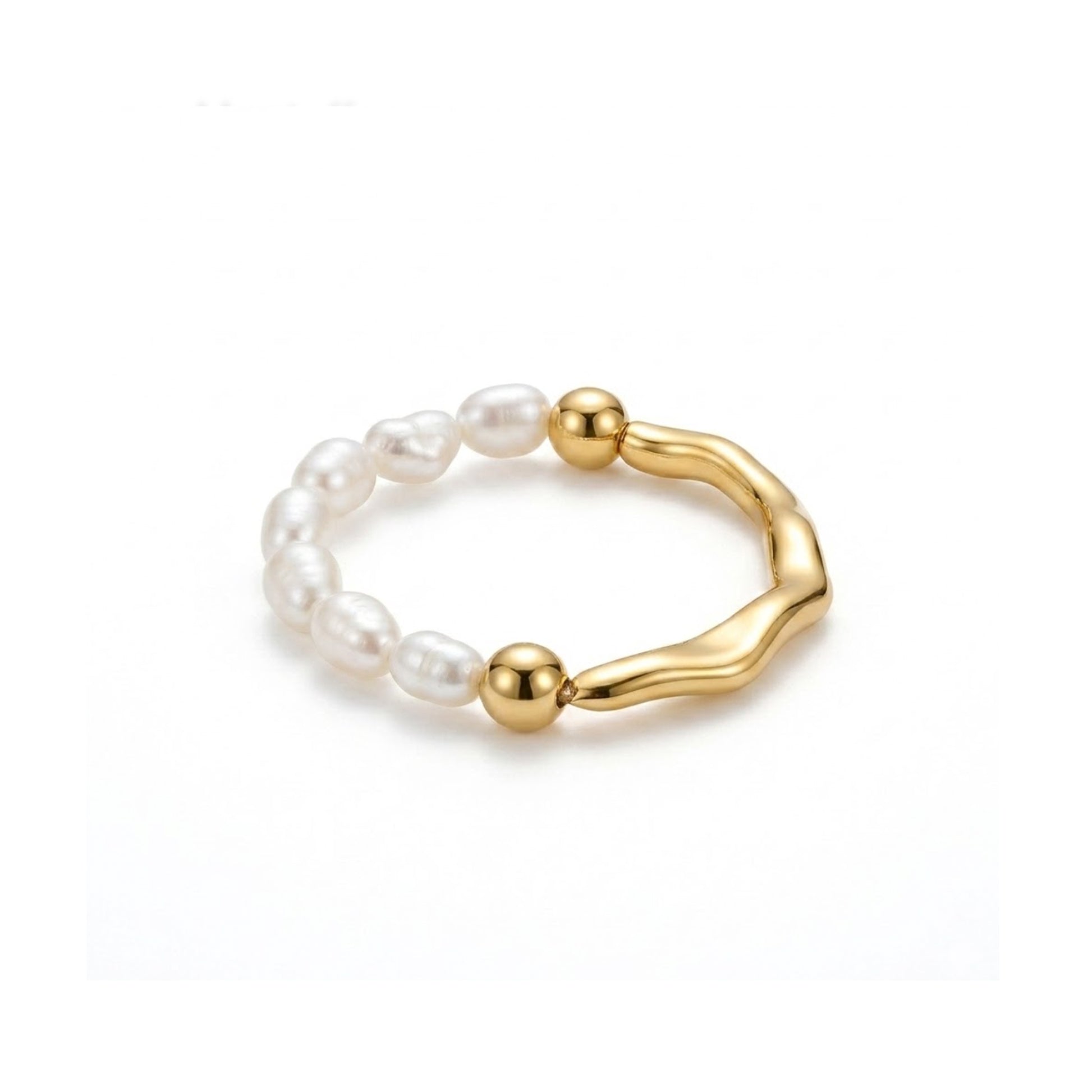 EVIE Gold Pearl Ring for Women – Sculptural Minimalist Adjustable Statement Jewelry | Ash Mollie Studio - ASH MOLLIE STUDIO