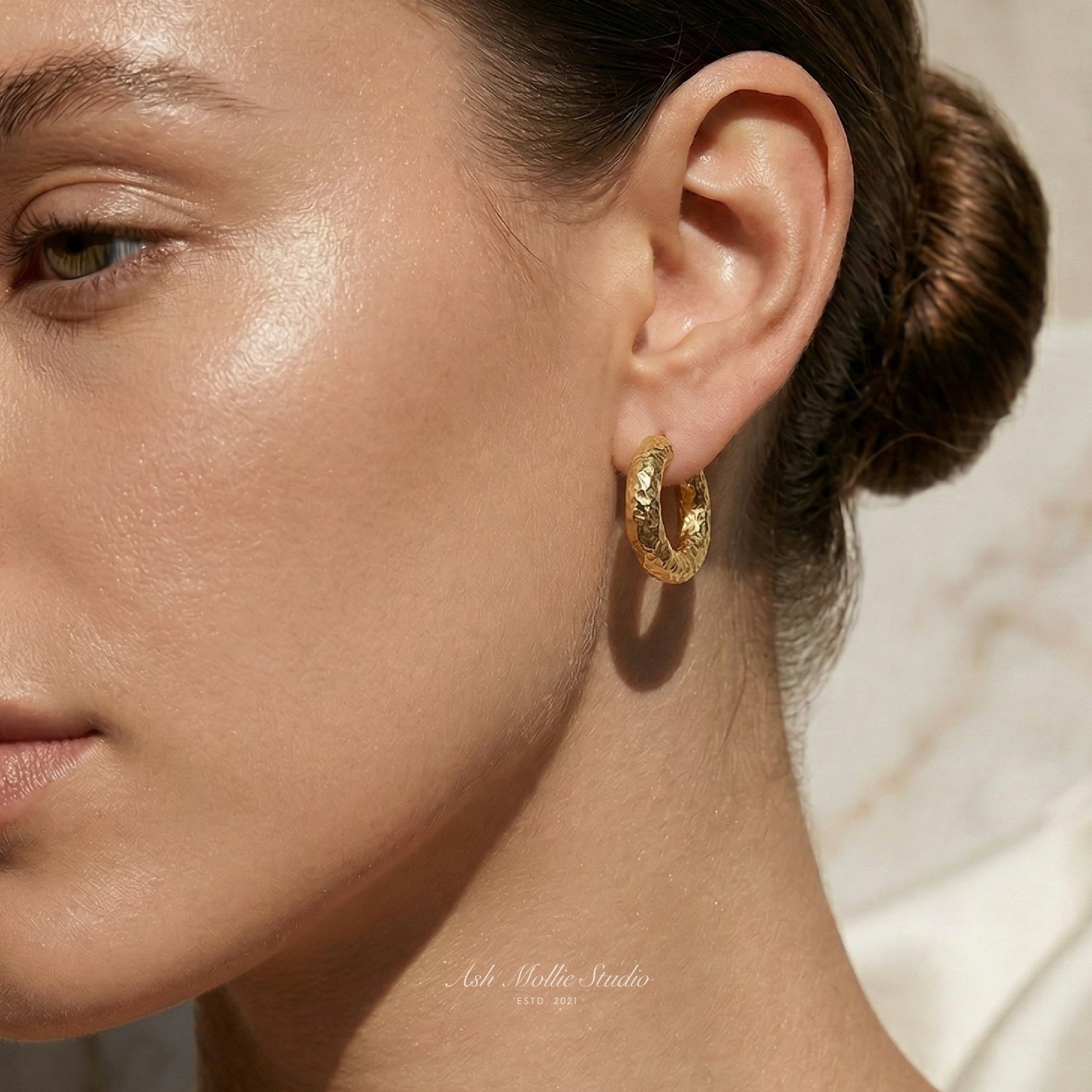 LAILA Textured Hoop Earrings - ASH MOLLIE STUDIO