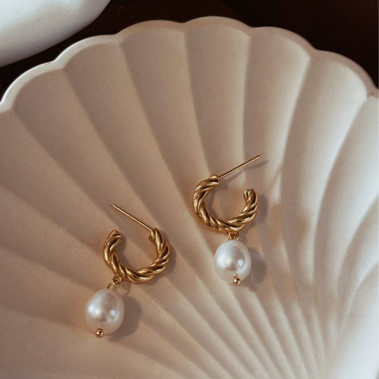 FRANCESCA Pearl & Hoop Earrings - ASH MOLLIE STUDIO