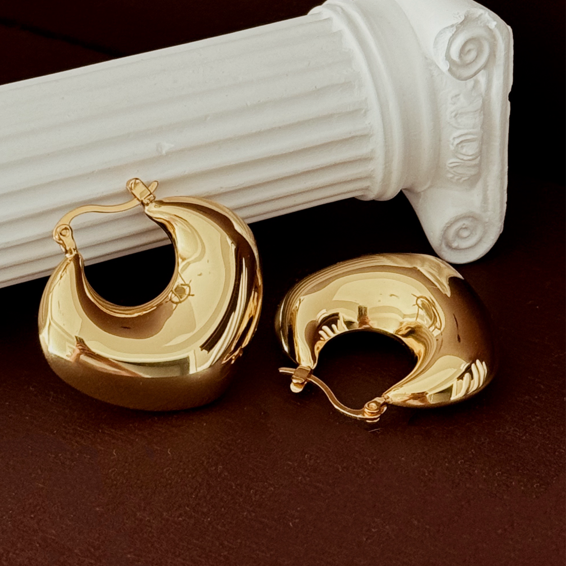 IVA Rounded Teardrop Heart Shape Big Chunky Earrings - ASH MOLLIE STUDIO