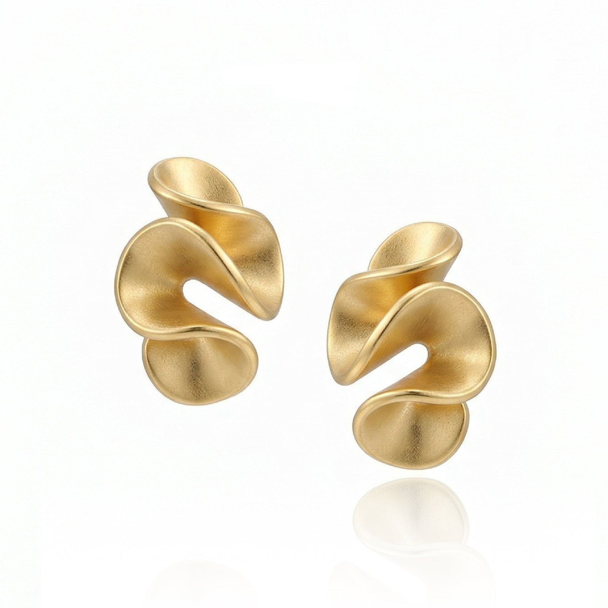 LINA Gold Sculptural Stud Earrings for Women – Minimalist Abstract Organic Statement Jewelry | Ash Mollie Studio - ASH MOLLIE STUDIO
