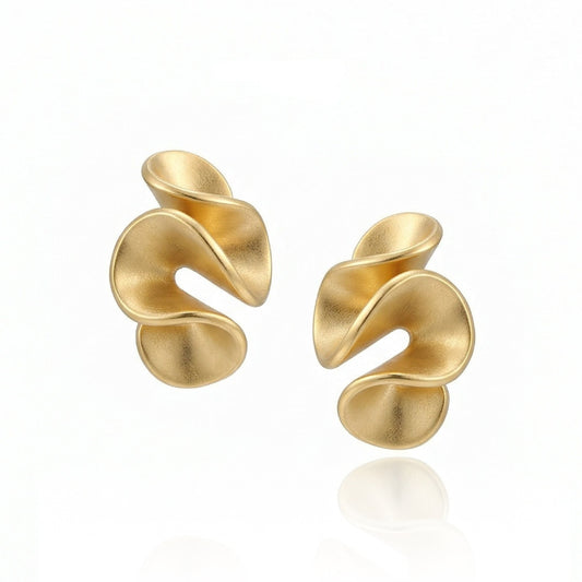 LINA Gold Sculptural Stud Earrings for Women – Minimalist Abstract Organic Statement Jewelry | Ash Mollie Studio - ASH MOLLIE STUDIO