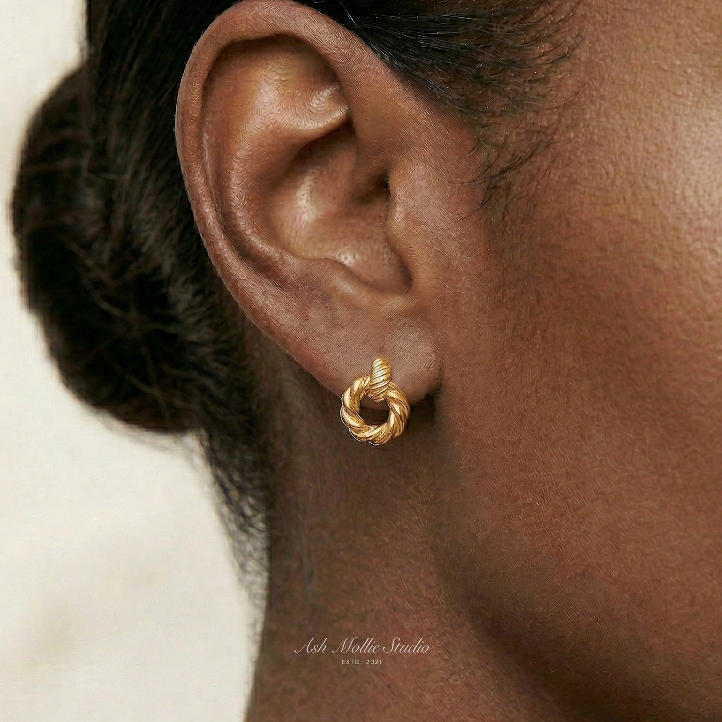 CECILIA Gold Rope Knot Hoop Earrings for Women – Braided Twist Minimalist Statement Jewelry | Ash Mollie Studio - ASH MOLLIE STUDIO