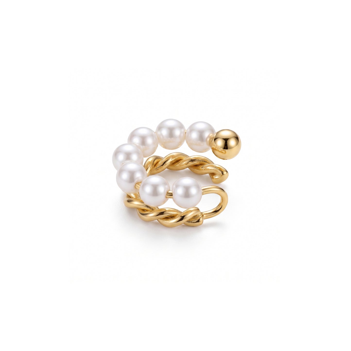 EPHY Pearl Chain Ear Cuff – Gold Minimalist No Piercing Statement Jewelry | Ash Mollie Studio - ASH MOLLIE STUDIO