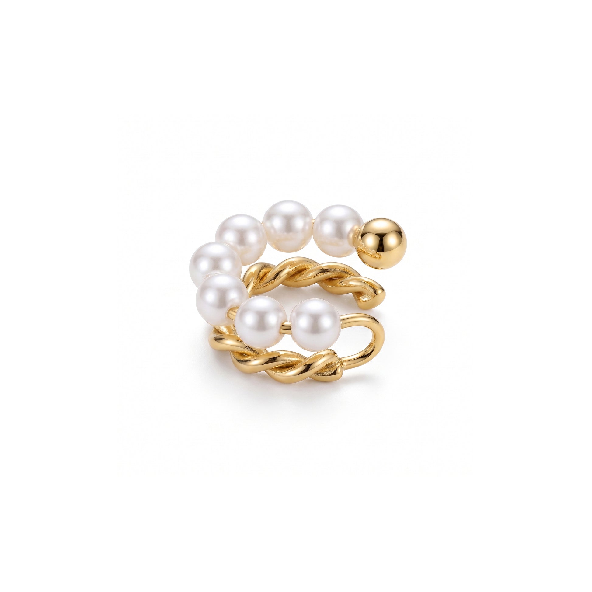 EPHY Pearl Chain Ear Cuff – Gold Minimalist No Piercing Statement Jewelry | Ash Mollie Studio - ASH MOLLIE STUDIO