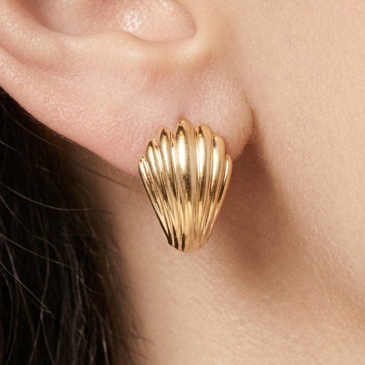 ZANYA Gold Scallop Shell Stud Earrings for Women – Minimalist Seashell Ocean Inspired Jewelry | Ash Mollie Studio - ASH MOLLIE STUDIO