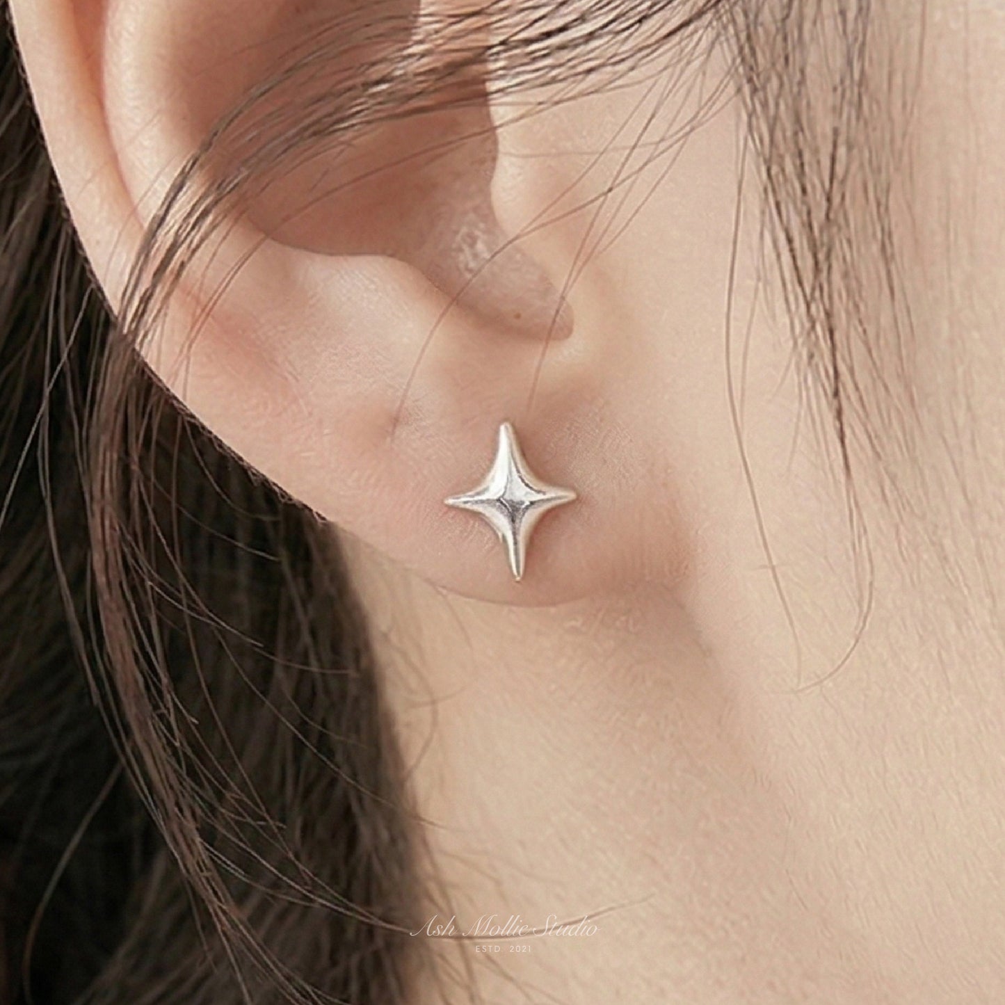 MAEVE Gold Star Stud Earrings – Minimalist Sparkle Mini Earrings for Women | Ash Mollie Studio - ASH MOLLIE STUDIO