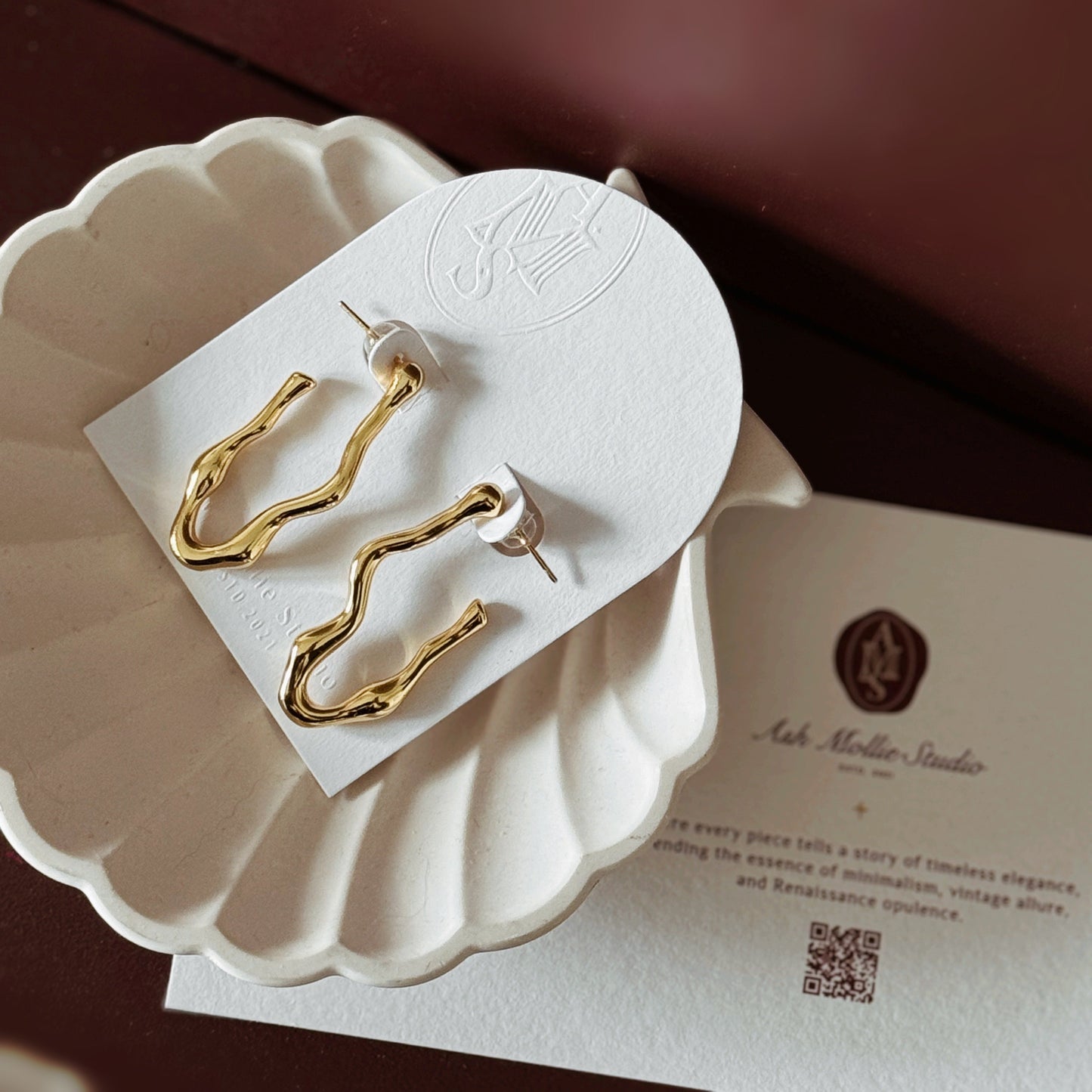 ANTHENA Long Asymmetric Irregular Earrings - ASH MOLLIE STUDIO