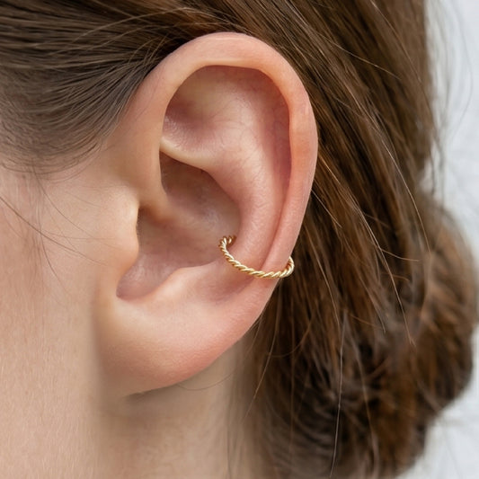 NINI Braided Gold Ear Cuff – Twisted Minimalist Statement Ear Cuff | Ash Mollie Studio - ASH MOLLIE STUDIO