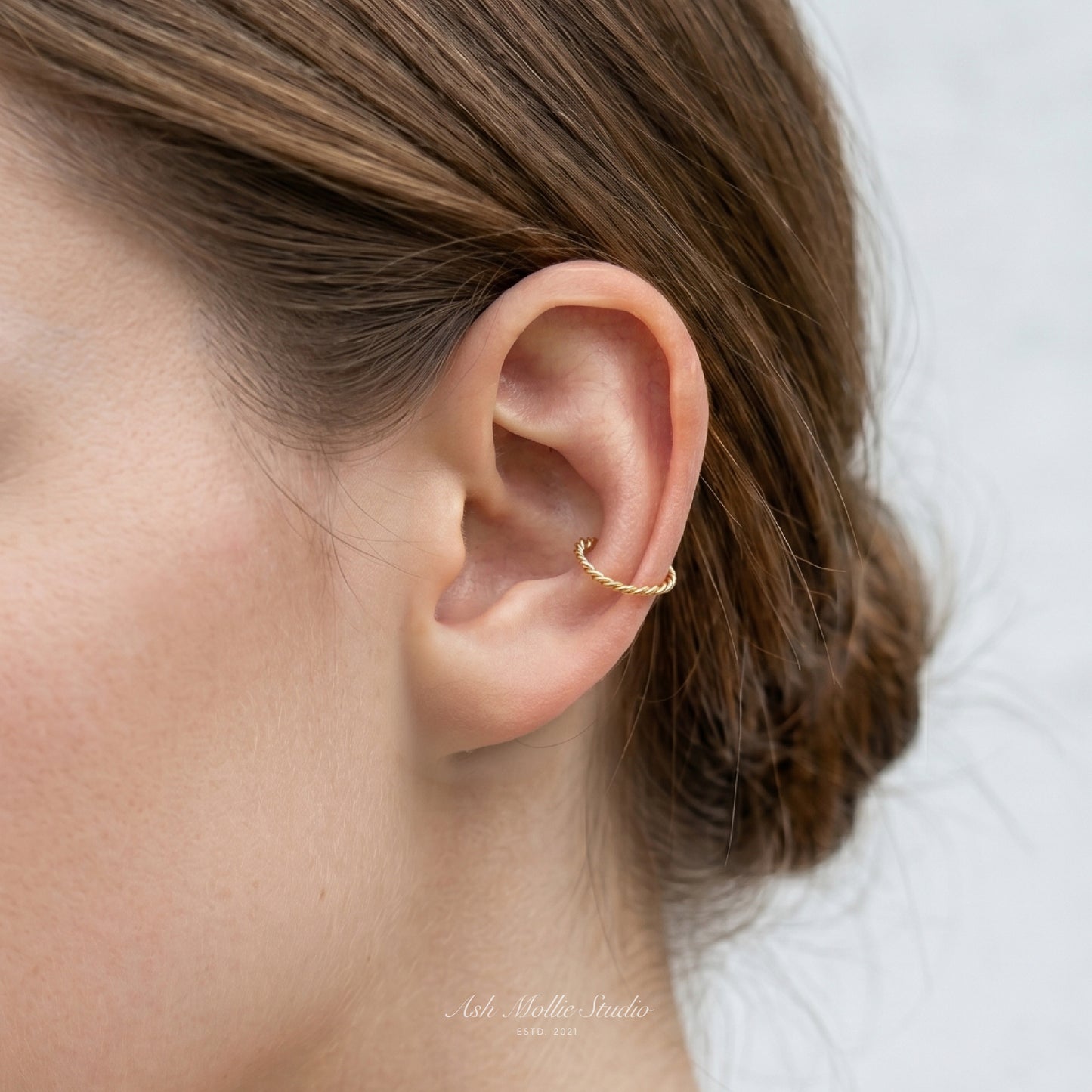 NINI Braided Gold Ear Cuff – Twisted Minimalist Statement Ear Cuff | Ash Mollie Studio - ASH MOLLIE STUDIO