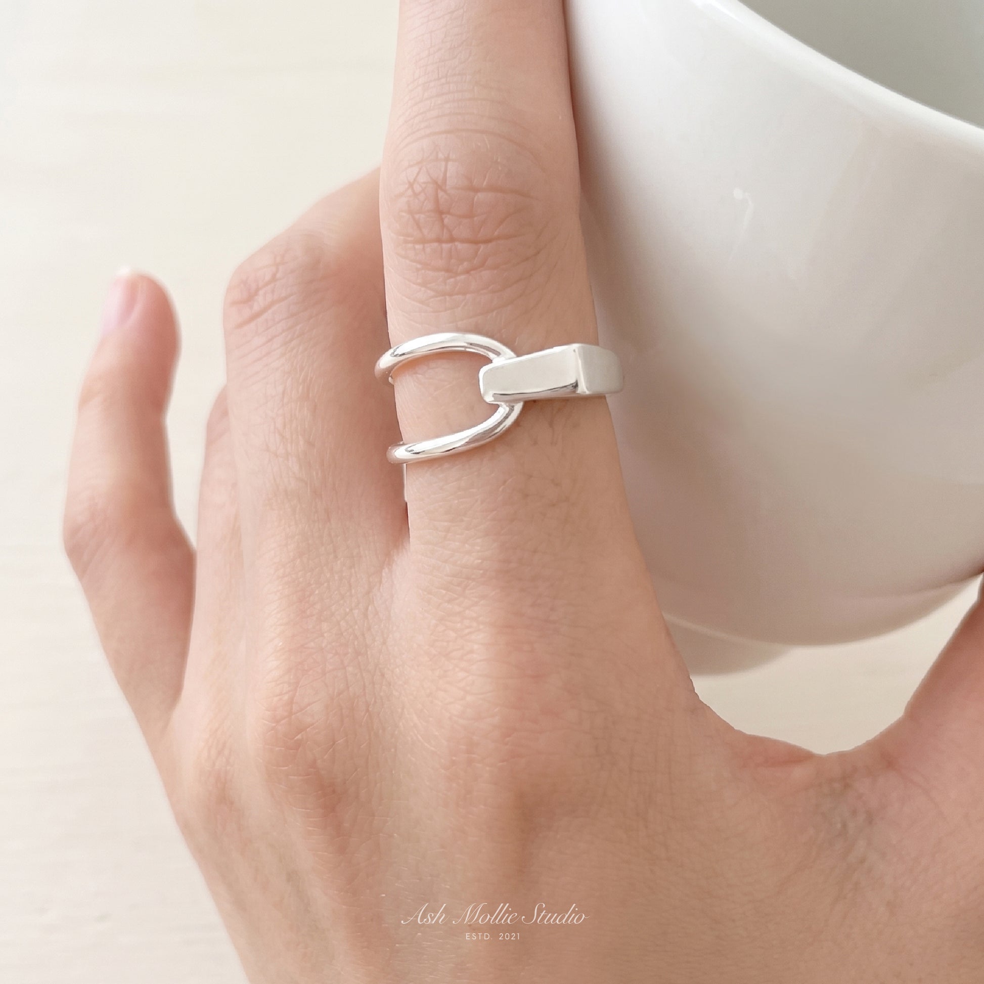 DANA Gold Statement Ring for Women – Minimalist Sculptural Adjustable Open Ring | Ash Mollie Studio - ASH MOLLIE STUDIO
