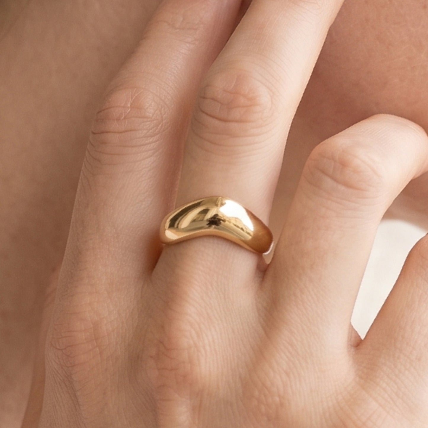ALICE Gold Folded Ring for Women – Sculptural Minimalist Statement Adjustable Open Ring | Ash Mollie Studio - ASH MOLLIE STUDIO