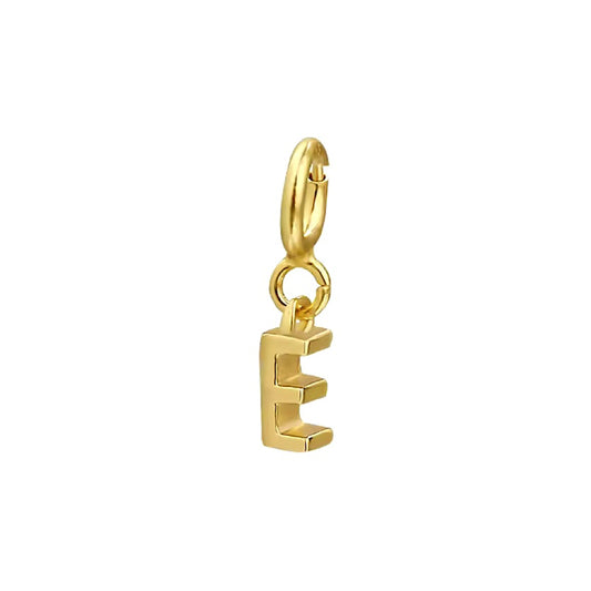 Letter E Gold Pendant – Minimalist Initial Charm Necklace, 14K Gold Plated Jewelry - ASH MOLLIE STUDIO
