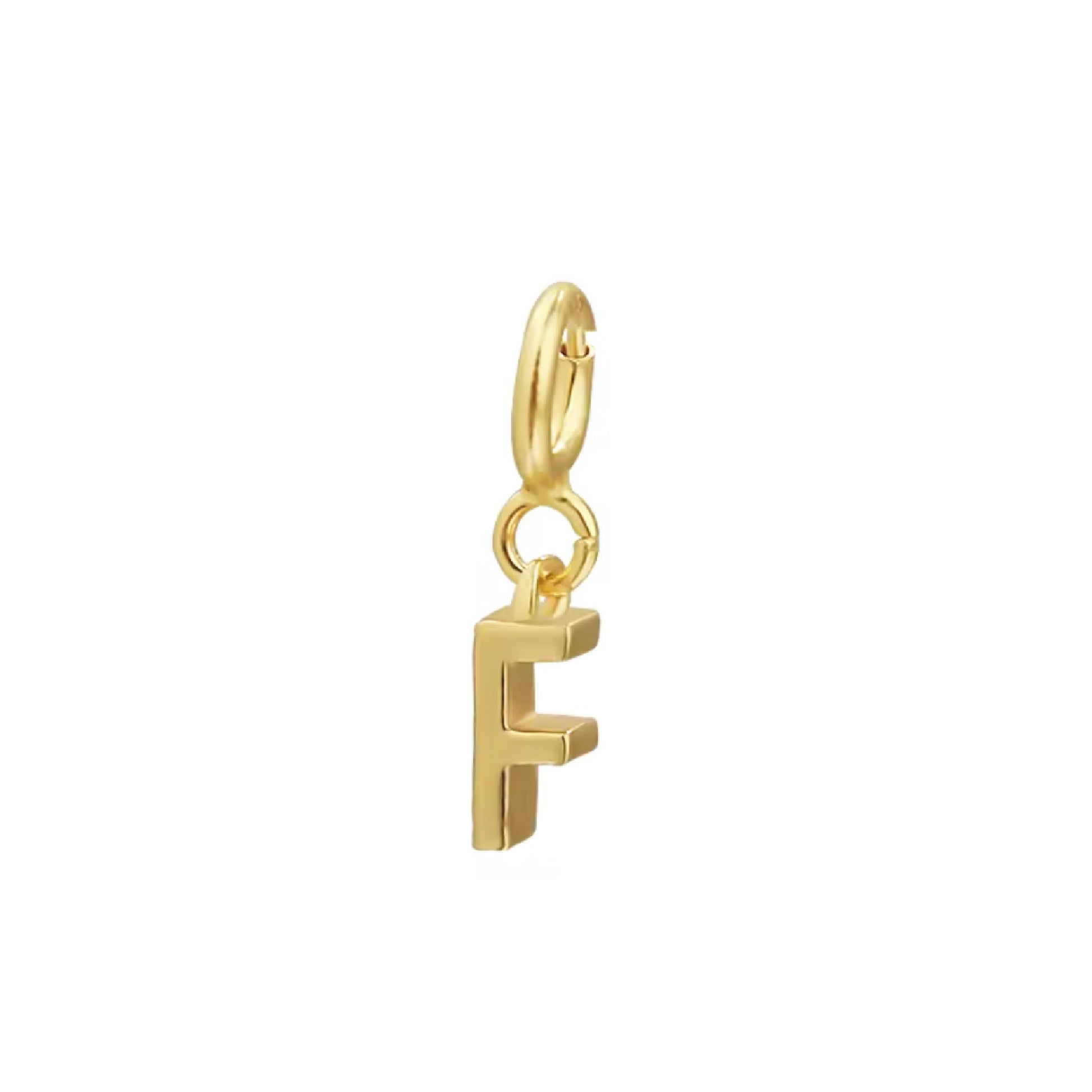 Letter F Gold Pendant – Minimalist Initial Charm Necklace, 14K Gold Plated Jewelry - ASH MOLLIE STUDIO