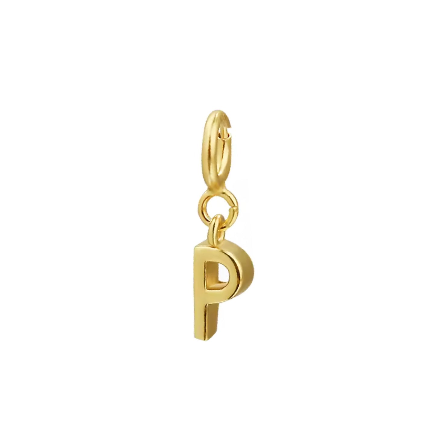 Letter P Gold Pendant – Minimalist Initial Charm Necklace, 14K Gold Plated Jewelry - ASH MOLLIE STUDIO