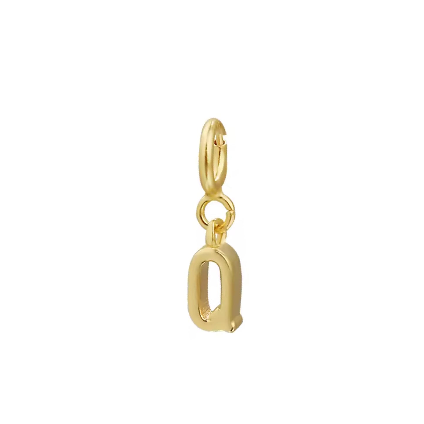 Letter Q Gold Pendant – Minimalist Initial Charm Necklace, 14K Gold Plated Jewelry - ASH MOLLIE STUDIO