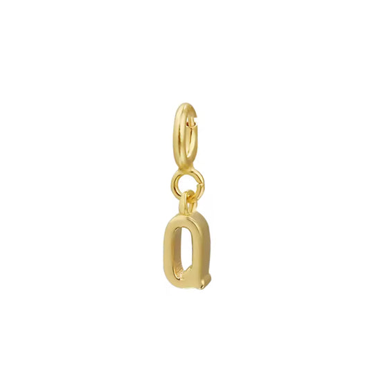 Letter Q Gold Pendant – Minimalist Initial Charm Necklace, 14K Gold Plated Jewelry - ASH MOLLIE STUDIO