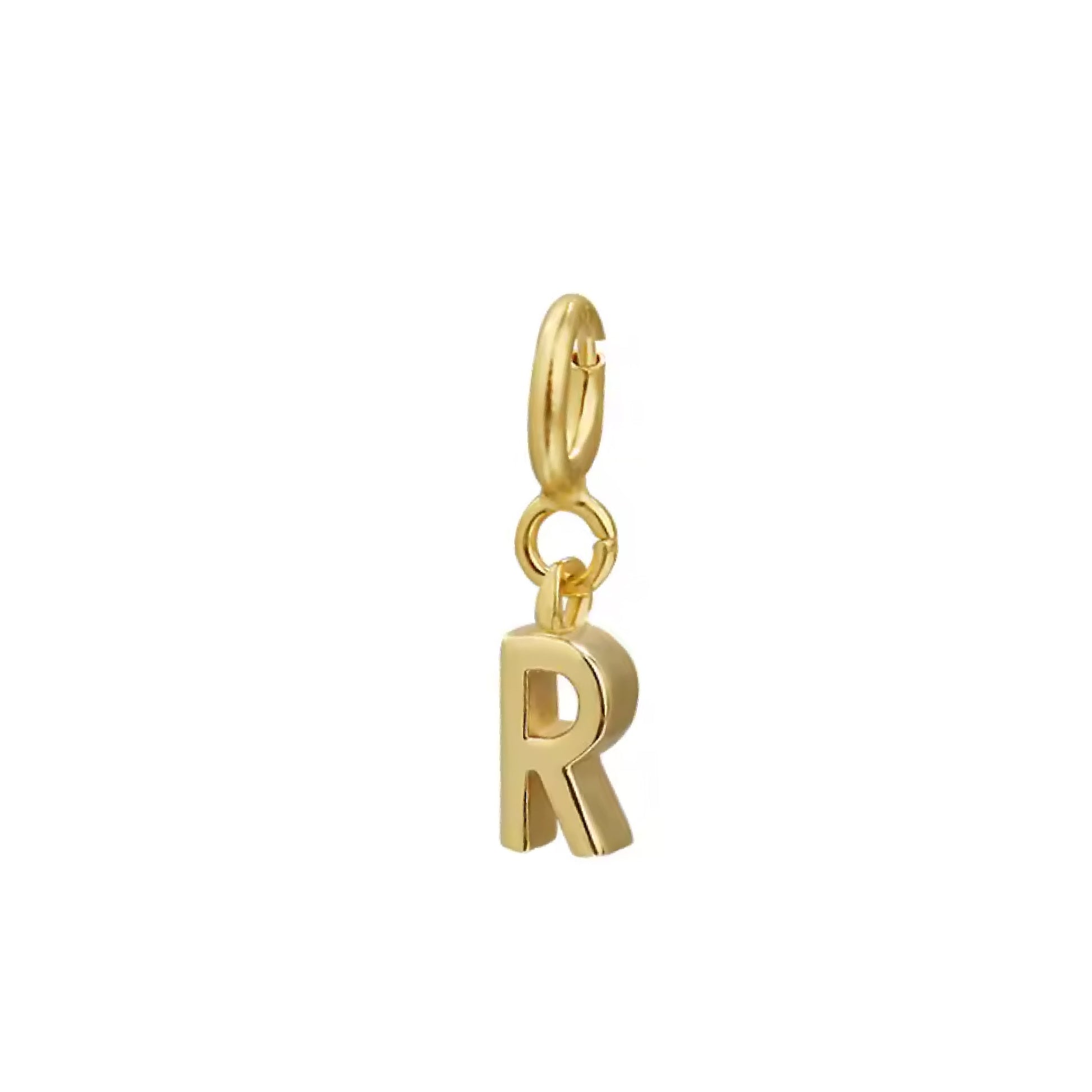 Letter R Gold Pendant – Minimalist Initial Charm Necklace, 14K Gold Plated Jewelry - ASH MOLLIE STUDIO