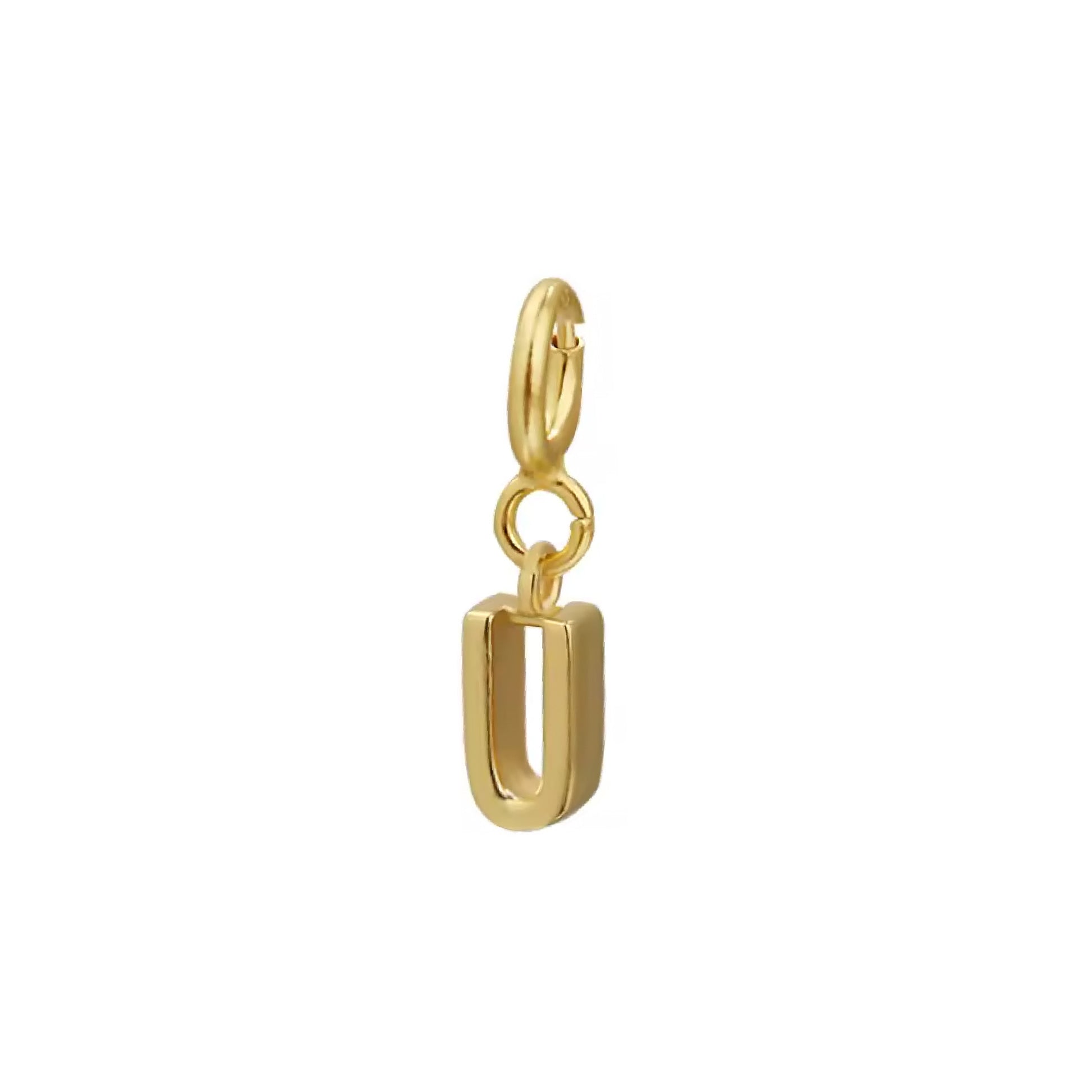 Letter U Gold Pendant – Minimalist Initial Charm Necklace, 14K Gold Plated Jewelry - ASH MOLLIE STUDIO
