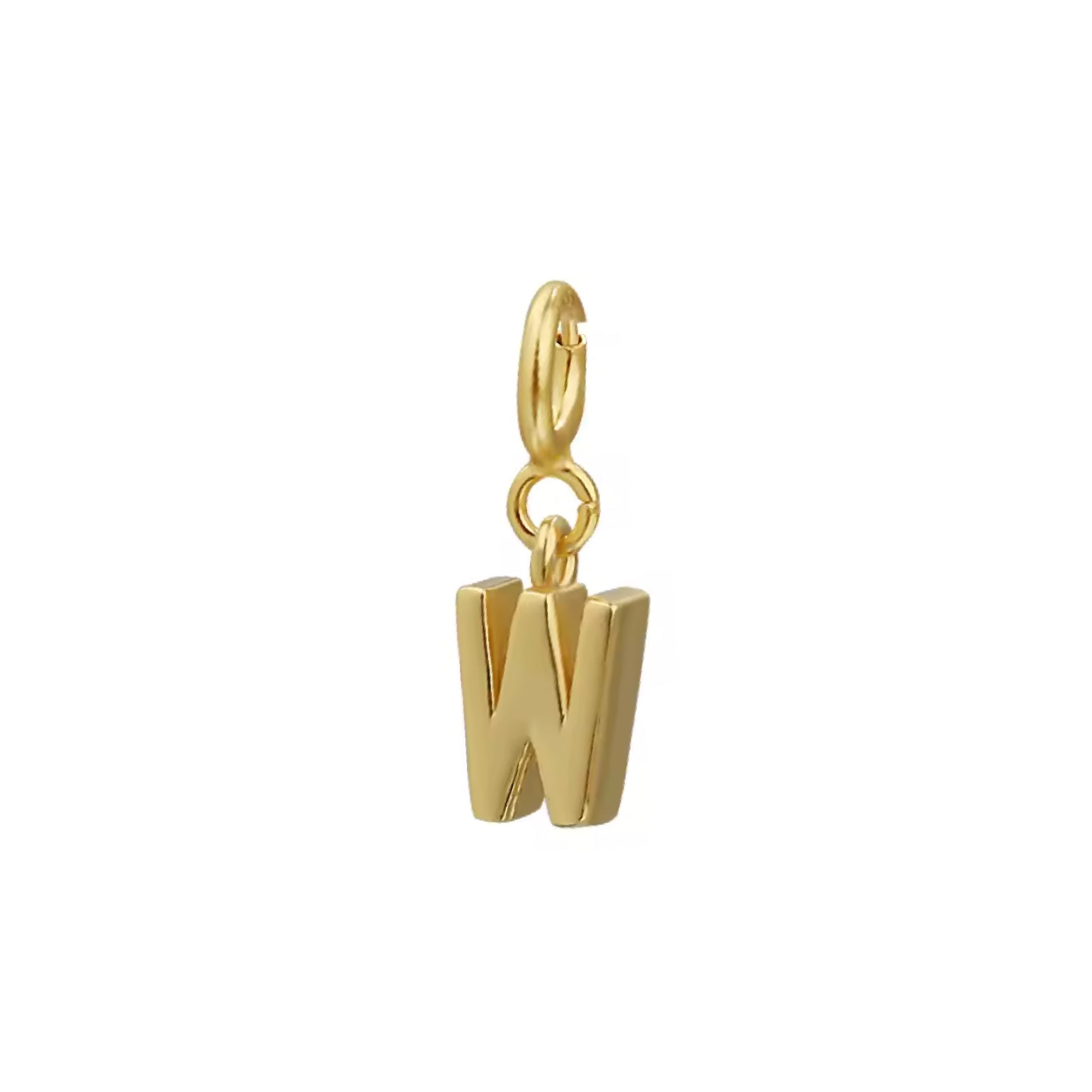 Letter W Gold Pendant – Minimalist Initial Charm Necklace, 14K Gold Plated Jewelry - ASH MOLLIE STUDIO