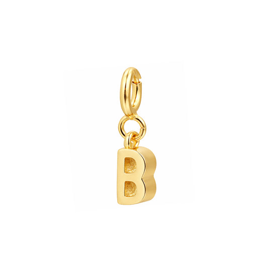 Letter B Gold Pendant – Minimalist Initial Charm Necklace, 14K Gold Plated Jewelry - ASH MOLLIE STUDIO