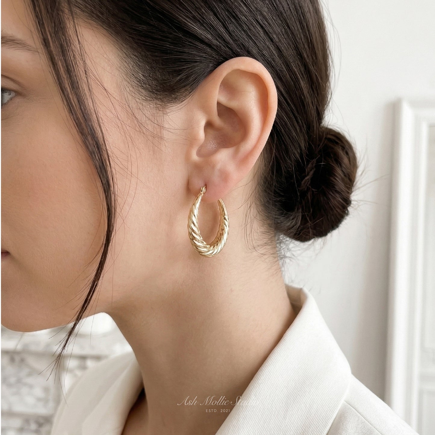 DAENERYS Braided Gold Hoop Earrings – Vintage French Twist Hoop Earrings | Ash Mollie Studio - ASH MOLLIE STUDIO