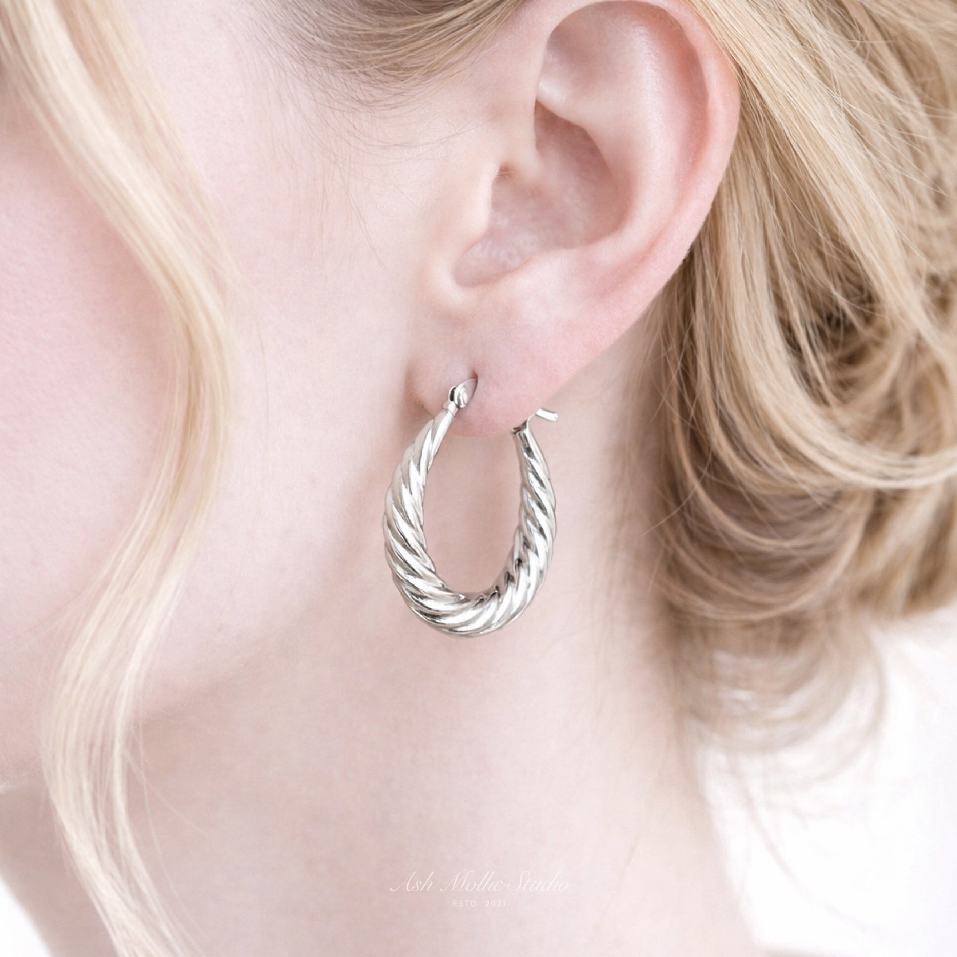 DAENERYS Braided Gold Hoop Earrings – Vintage French Twist Hoop Earrings | Ash Mollie Studio - ASH MOLLIE STUDIO