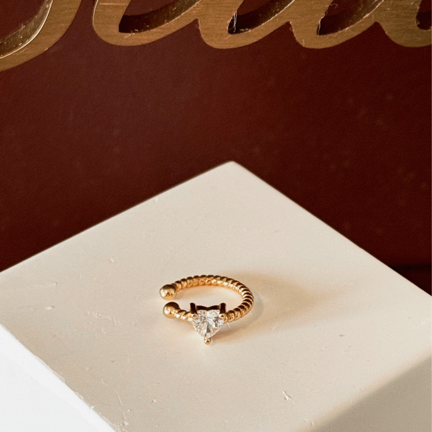 ANAISA Threaded Ear Cuff with Heart Shape Stone - ASH MOLLIE STUDIO