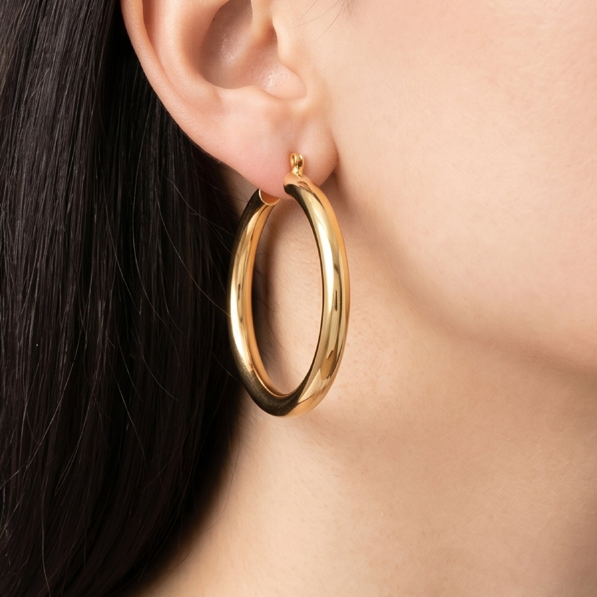 sterling silver 14k gold plated chunky gold hoop earrings statement jewelry