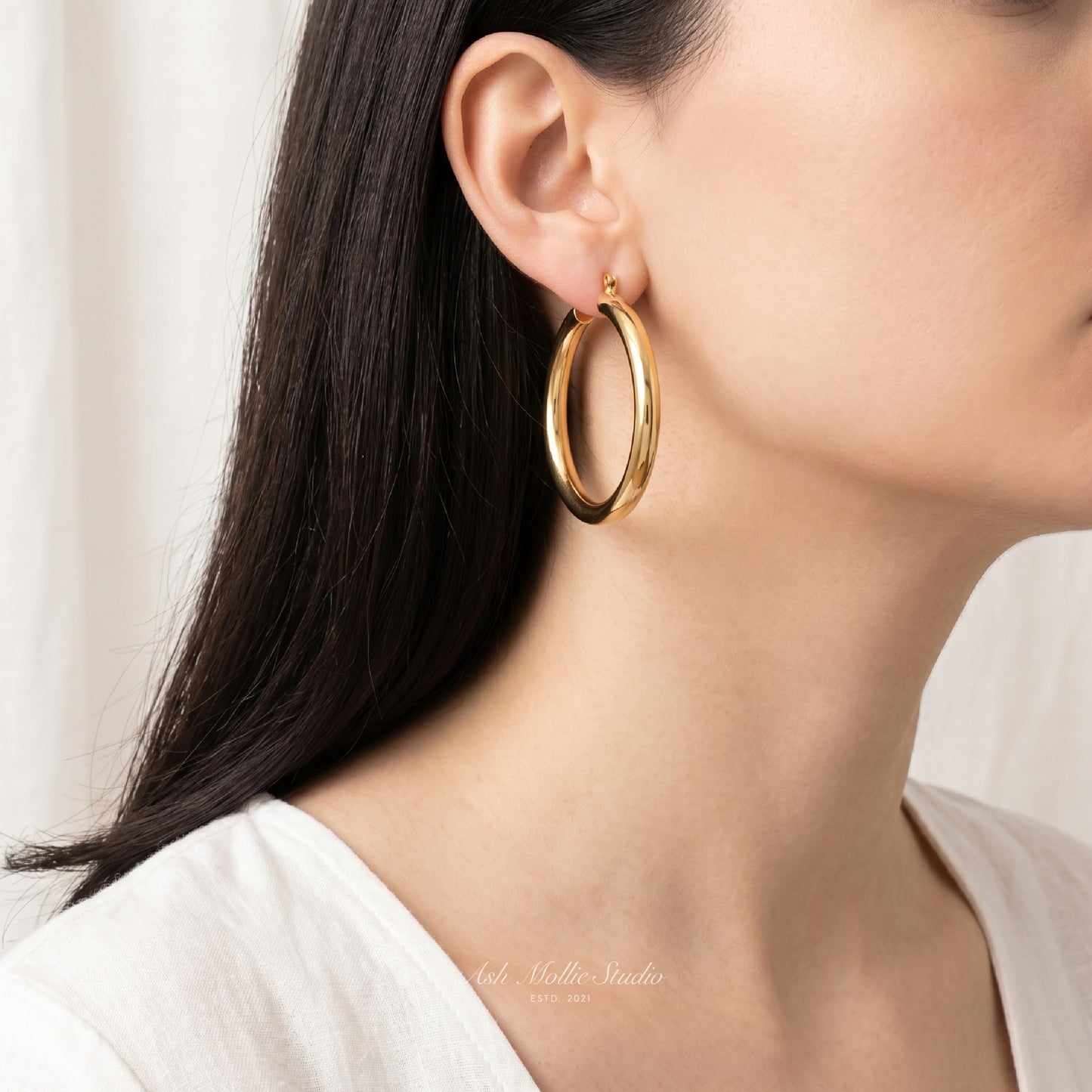 sterling silver 14k gold plated chunky gold hoop earrings statement jewelry