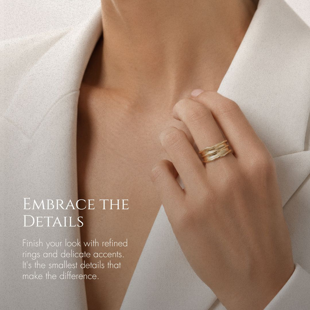GAYA Gold Wave Statement Ring - ASH MOLLIE STUDIO