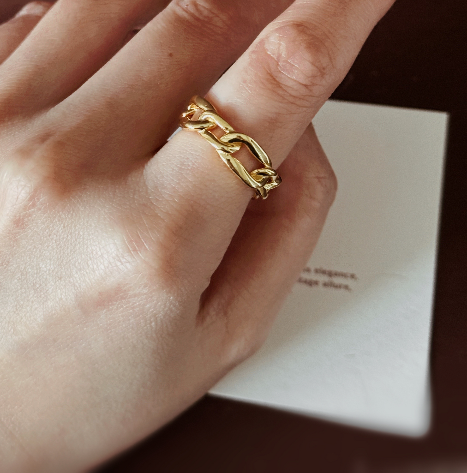 DENA Uneven Chain Links Ring - ASH MOLLIE STUDIO